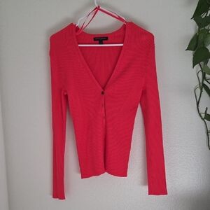 Banana Republic Bold Red Ribbed Cardigan